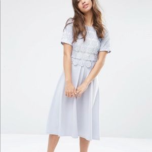 ASOS Overlay lace midi dress with scuba skirt